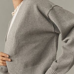 Flat White The Livvy Gray Waffle Knit Open Cardigan Size ONE